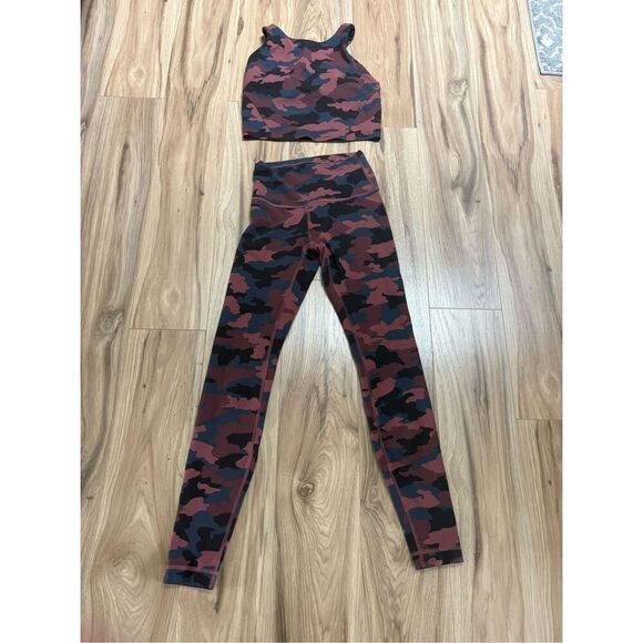 Lululemon Align Tank Top Crop Leggings Set Camo Red Grey Workout Gym - Picture 5 of 15